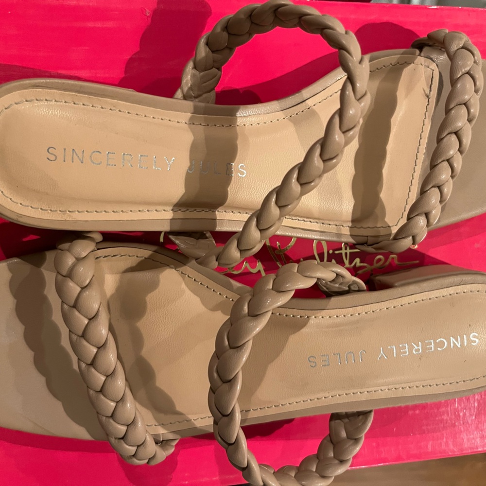 Nude braided, sincerely, Jules slip on sandals 7.5